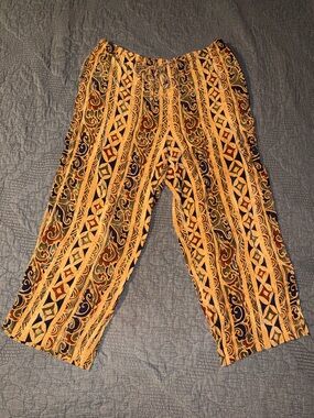 Real Clothes Saks Fifth Avenue Multicolor Pattern 100% Silk Tie-Waist Pants